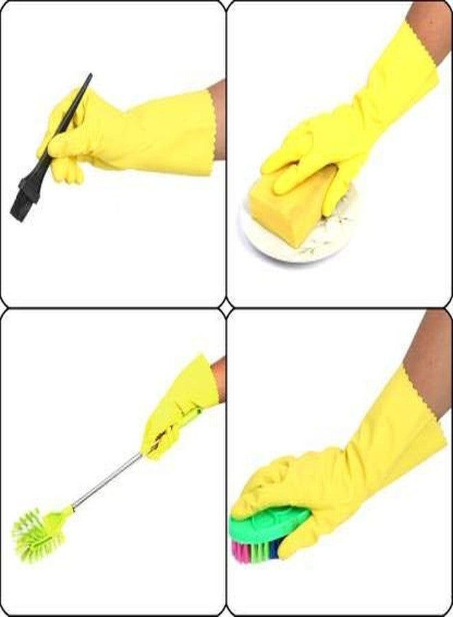 RBGIIT Seebuy Reusable Washable Latex Safety Gloves Yellow And Blue Coloured Combo for Washing Cleaning Kitchen Garden and Sanitation (Color Yellow Blue Size Medium In Pack of 2 Pair Glove) - Image 5